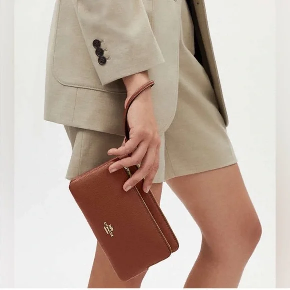 Coach Leather Double Zip Wallet Wristlet - Picture 3 of 10